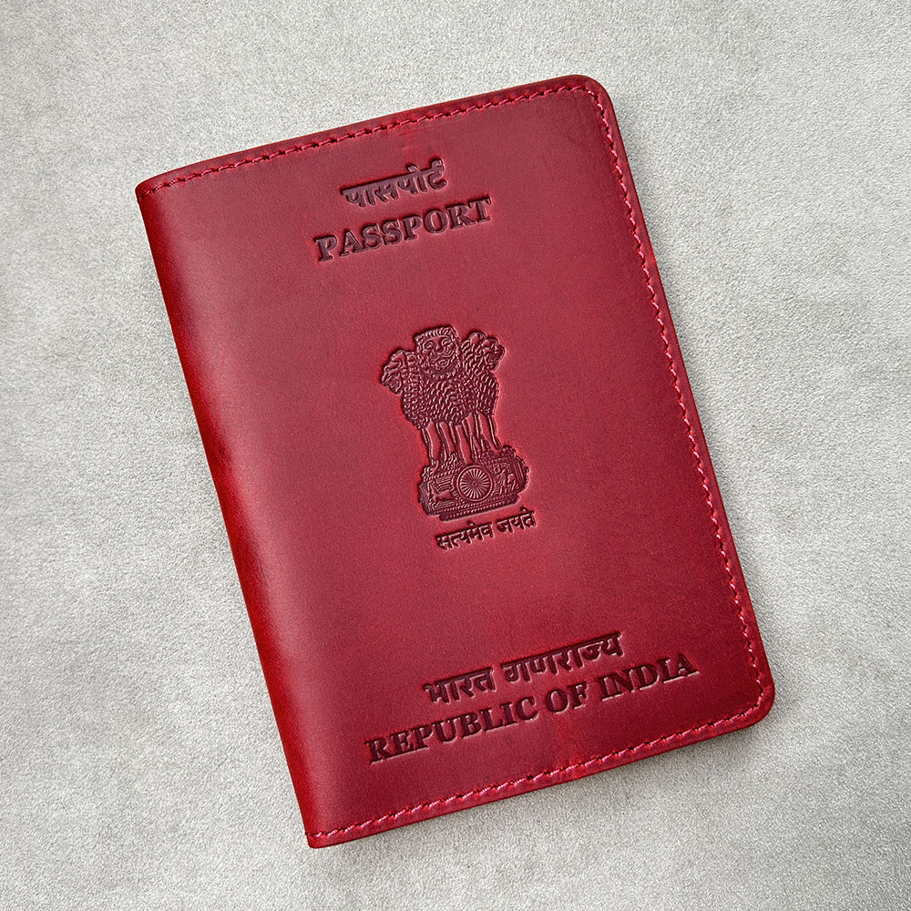Travel Accessories India - Funda de pasaporte personalizada de cuero