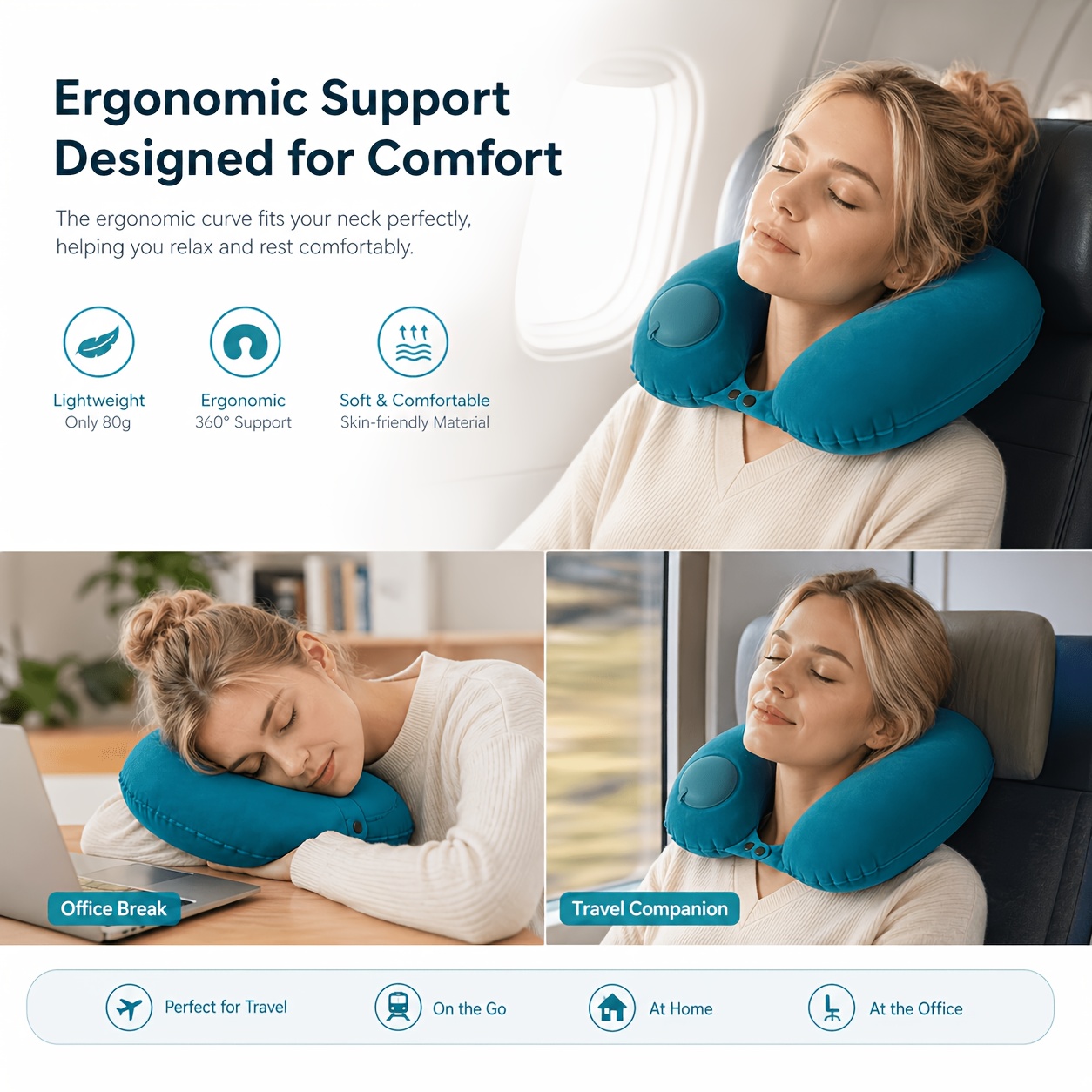 Travel Pillow Inflatable - Almohada de Viaje Inflable SPDJUMPER, Almohada